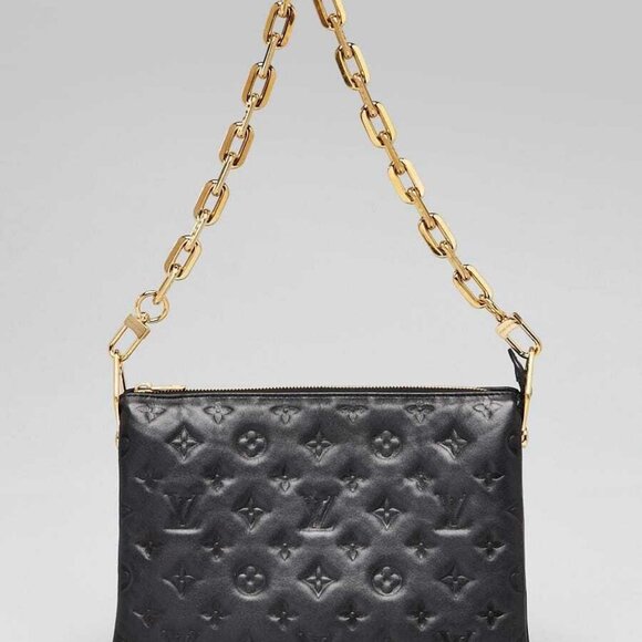 Louis Vuitton Black Monogram Embossed Lambskin Leather Coussin PM Bag w/o - Picture 1 of 10